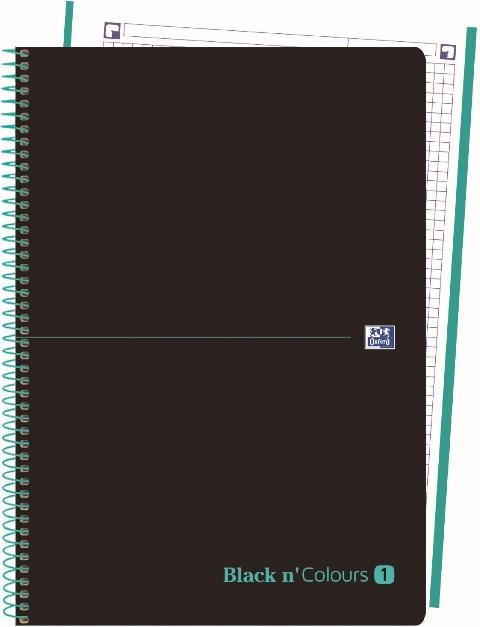 CUADERNO ESPIRAL EBK1 OXFORD BLACK&COLORS A4+ 80H 90GR CUADRICULA 5MM CR 4TAL T.PLAST. VERDE MENTA ICE MINT 40088227 | 8412771018306 | Librería Castillón - Comprar libros online Aragón, Barbastro