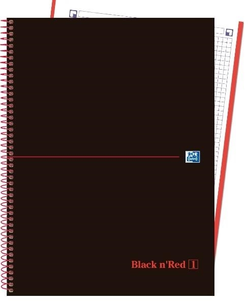 CUADERNO ESPIRAL EBK1 OXFORD BLACK&COLORS A4+ 80H 90GR CUADRICULA 5MM CR 4TAL T.ENC. ROJO 40088244 | 8412771018580 | Librería Castillón - Comprar libros online Aragón, Barbastro