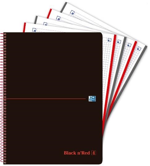 % CUADERNO ESPIRAL EBK4 OXFORD BLACK&COLORS A4+ 120H 90GR CUADRICULA 5MM CR 4TAL T.PLAST. ROJO Y NEGRO 40088488 | 8412771019020 | Librería Castillón - Comprar libros online Aragón, Barbastro