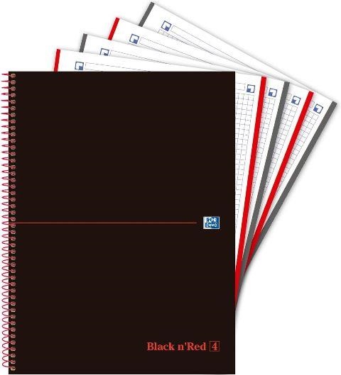 CUADERNO ESPIRAL EBK4 OXFORD BLACK&COLORS A4+ 120H 90GR CUADRICULA 5MM CR 4TAL T.ENC. ROJO Y NEGRO 40088487 | 8412771018986 | Librería Castillón - Comprar libros online Aragón, Barbastro