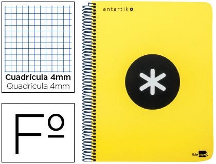 CUADERNO ESPIRAL LIDERPAPEL ANTARTIK FOLIO TAPA PLASTICO 80H 100GR CDL 4MM  AMARILLO | 8423473744882 | Librería Castillón - Comprar libros online Aragón, Barbastro