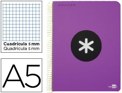 CUADERNO ESPIRAL LIDERPAPEL ANTARTIK A5 MICROPERFORADO TAPA PLASTICO 120H 100GR CDL 5MM CON BANDAS DE COLOR Y PERFORADO VIOLETA | 8423773744759 | Librería Castillón - Comprar libros online Aragón, Barbastro