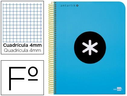 CUADERNO ESPIRAL LIDERPAPEL ANTARTIK FOLIO TAPA PLASTICO 80H 100GR CDL 4MM AZUL | 8423773744827 | Librería Castillón - Comprar libros online Aragón, Barbastro