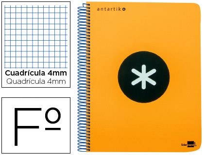 CUADERNO ESPIRAL LIDERPAPEL ANTARTIK FOLIO TAPA PLASTICO 80H 100GR CDL 4MM  NARANJA | 8423773744872 | Librería Castillón - Comprar libros online Aragón, Barbastro