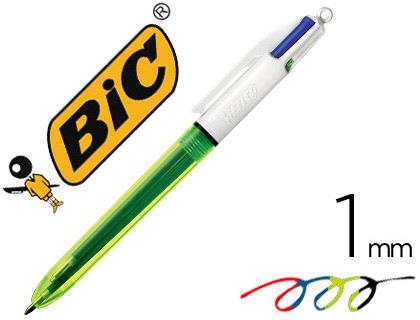 BOLIGRAFO BIC CUATRO COLORES FLUO CUERPO VERDE TRANSPARENTE | 3086123419063 | Librería Castillón - Comprar libros online Aragón, Barbastro