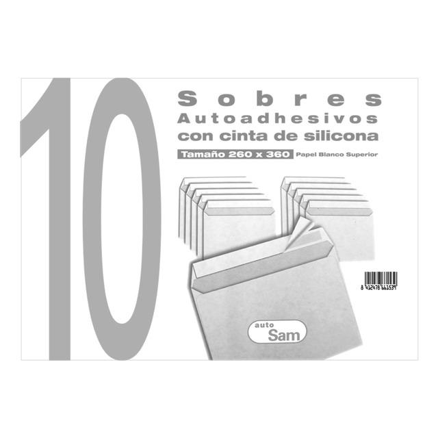 PAQUETE 10 SOBRE BOLSA 260x360 SAM BLANCO TIRA SILICONA FOLIO PROLONGADO | 8412478651110 | Librería Castillón - Comprar libros online Aragón, Barbastro