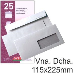 PAQUETE 25 SOBRES BLANCOS 115 X 225 MM 90 GR ABRE FÁCIL VENTAÑA DERECHA | 8413623022809 | Librería Castillón - Comprar libros online Aragón, Barbastro