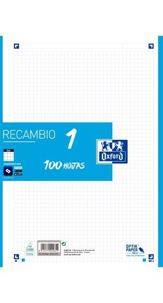 RECAMBIO OXFORD A4 100 H CUADRÍCULA 5 MM BANDA COLOR TURQUESA | 8412771022655 | Librería Castillón - Comprar libros online Aragón, Barbastro