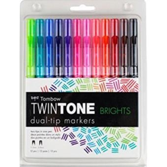 Set 12 Rotuladores Doble Punta (0,8mm-0,3mm) Tombow TWINTONE Tonos VIvos 20691 | 4003198141018 | Librería Castillón - Comprar libros online Aragón, Barbastro