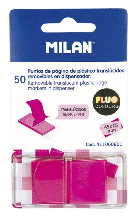 PUNTOS DE PÁGINA DE PLÁSTICO TRASLÚCIDOS ADHESIVOS REMOVIBLES EN DISPENSADOR 50 HOJAS 45X25 MM ROSA | 8411574075929 | Librería Castillón - Comprar libros online Aragón, Barbastro