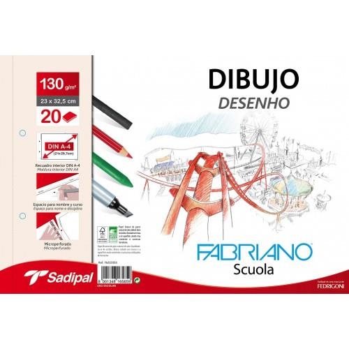 BLOC DE DIBUJO A4 FABRIANO CON ESPIRAL 2 TALADROS MICROPERFORADO CON RECUADRO 130 GR/M 20 HOJAS | 8001348165859 | Librería Castillón - Comprar libros online Aragón, Barbastro