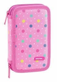 PLUMIER DOBLE PQÑO 28 PZAS SAFTA DOTS PINK | 8412688317608 | Librería Castillón - Comprar libros online Aragón, Barbastro