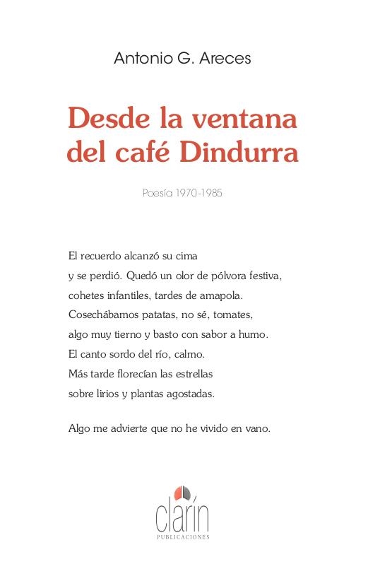 Desde la ventana del café Dindurra. Poesía 1970-1985 | 9788416093113 | G. ARECES , ANTONIO | Librería Castillón - Comprar libros online Aragón, Barbastro