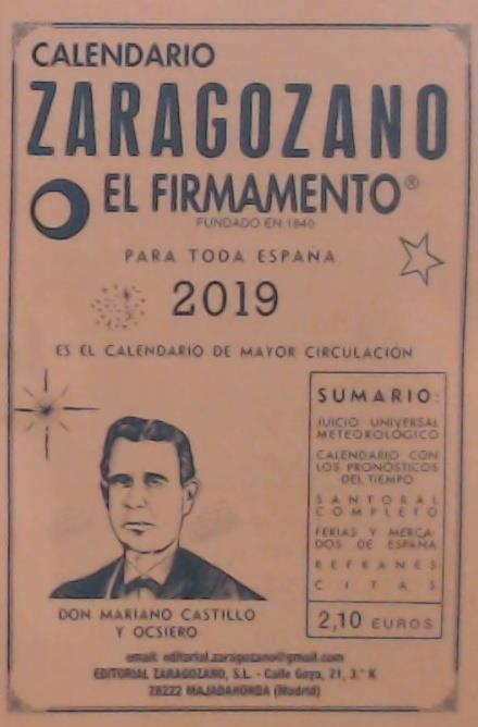 CALENDARIO ZARAGOZANO 2019 | 9788494641930 | CASTILLO Y OCSIERO, MARIANO | Librería Castillón - Comprar libros online Aragón, Barbastro