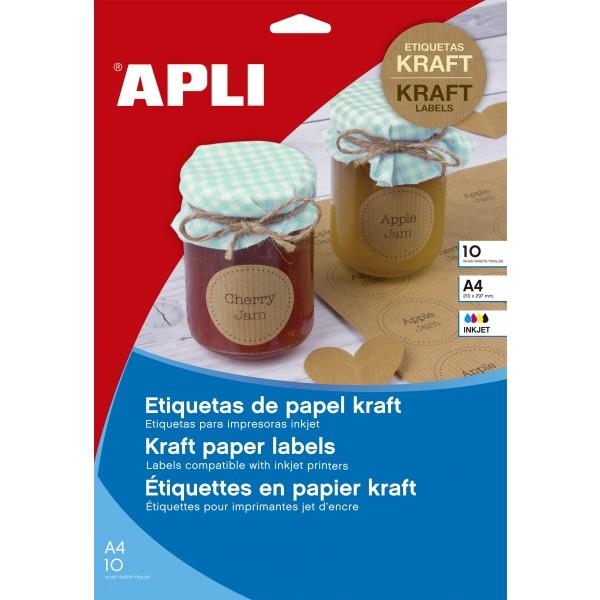 ETIQUETAS INKJET KRAFT 63.5 X 42.3 MM 10 HOJAS APLI 17378 | 8410782173786 | Librería Castillón - Comprar libros online Aragón, Barbastro