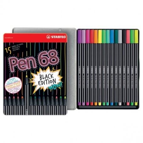 STABILO PEN 68 BLACK EDITION ROTULADOR DE FIBRA EN CAJA METÁLICA DE 15 COLORES | 4006381518697 | Librería Castillón - Comprar libros online Aragón, Barbastro