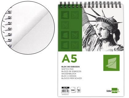 Bloc dibujo liderpapel esbozos espiral a5 148x210mm 100 hojas 90g/m2 sin recuadro.	 | 8423473771598 | Librería Castillón - Comprar libros online Aragón, Barbastro