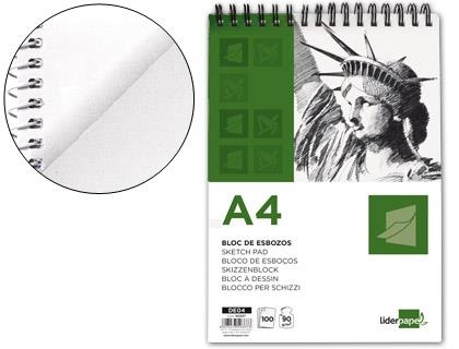 Bloc dibujo liderpapel esbozos espiral din a4 210x297mm 100 hojas 90g/m2 sin recuadro | 8423473503373 | Librería Castillón - Comprar libros online Aragón, Barbastro