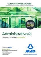 ADMINISTRATIVO DE LAS CORPORACIONES LOCALES. TEMARIO GENERAL VOL 2 ED 2019 | 9788414225615 | VV.AA. | Librería Castillón - Comprar libros online Aragón, Barbastro