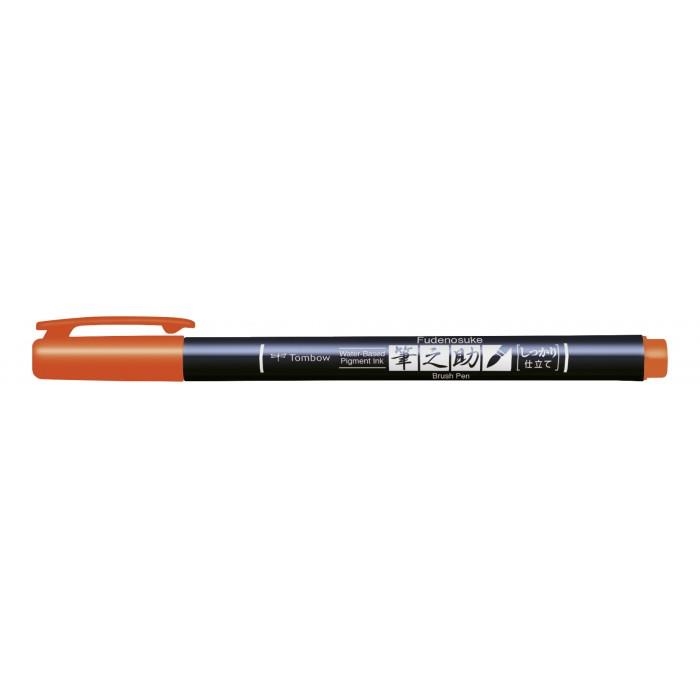 ROTULADOR TOMBOW FUDENOSUKE  BRUSH PEN BASE AGUA PUNTA BLANDA NARANJA | 4901991647914 | Librería Castillón - Comprar libros online Aragón, Barbastro