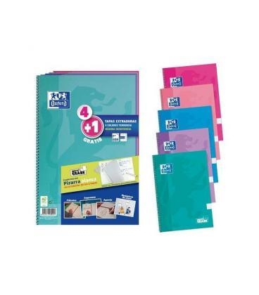 PACK 4+1 CUADERNO OXFORD ESPIRAL A4+ TAPAS EXTRADURAS CUADRICULA 4 MM CON PIZARRA BLANCA COLORES PASTEL | 8412771030421 | Librería Castillón - Comprar libros online Aragón, Barbastro