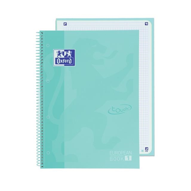 Cuaderno A4 Microperforado Tapa Extra Dura 80 hojas Cuadrícula 5mm Oxford Touch Ice Mint | 8412771028275 | Librería Castillón - Comprar libros online Aragón, Barbastro