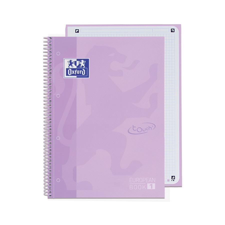 Cuaderno A4 Microperforado Tapa Extra Dura 80 hojas Cuadrícula 5mm Oxford Touch Malva Pastel | 8412771028237 | Librería Castillón - Comprar libros online Aragón, Barbastro