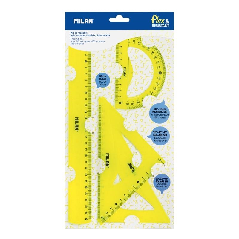 ESTUCHE DE DIBUJO 4 REGLAS FLEXIBLE MILAN AMARILLO FLUOR milan 359801y | 8411574078906 | Librería Castillón - Comprar libros online Aragón, Barbastro