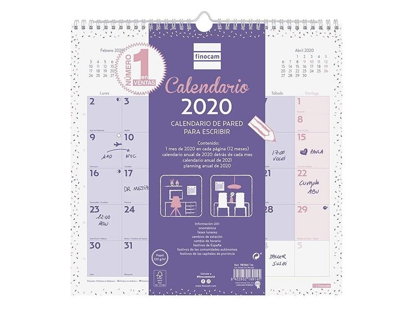 CALENDARIO PARED FINOCAM 2020 PARA ESCRIBIR CHIC 30x30 MORADO 787002720 | 8422952189145 | Librería Castillón - Comprar libros online Aragón, Barbastro