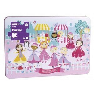 PUZZLE PRINCESAS SOBRE HIELO EN CAJA METALICA 24 PIEZAS APLI KIDS 16490 | 8410782164906 | Librería Castillón - Comprar libros online Aragón, Barbastro