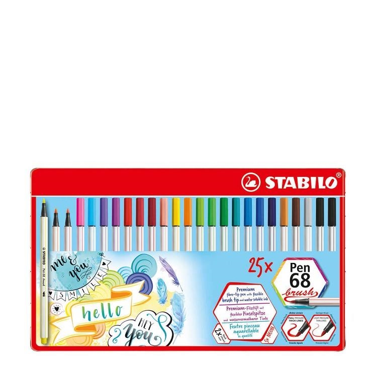 STABILO 68 BRUSH ESTUCHE METÁLICO 25 COLORES | 4006381546171 | Librería Castillón - Comprar libros online Aragón, Barbastro