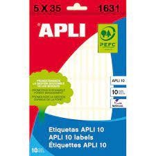 ETIQUETAS APLI 1631 5 X 35 MM 10 HOJAS BLANCAS | 8410782016311 | Librería Castillón - Comprar libros online Aragón, Barbastro