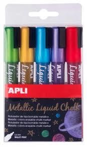 ROTULADOR APLI LIQUID CHALK TIZA LÍQUIDA PUNTA REDONDA 5.5 MM 5UN COLORES METALIZADOS | 8410782170822 | Librería Castillón - Comprar libros online Aragón, Barbastro