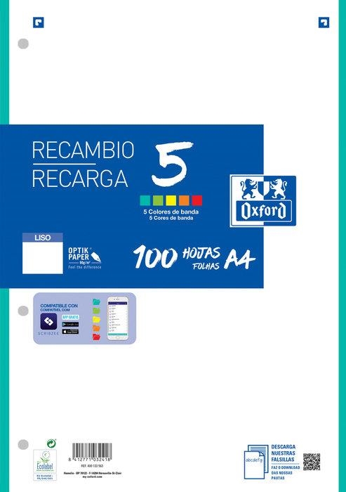 RECAMBIO OXFORD A4 100 H LISO 5 MM BANDA MULTICOLOR 5 COLORES | 8412771032418 | Librería Castillón - Comprar libros online Aragón, Barbastro