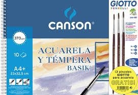 BLOC DIBUJO ACUARELA A4 ESPIRAL 10H 370GR CANSON + 3 PINCELES GRATIS | 3148950018618 | Librería Castillón - Comprar libros online Aragón, Barbastro