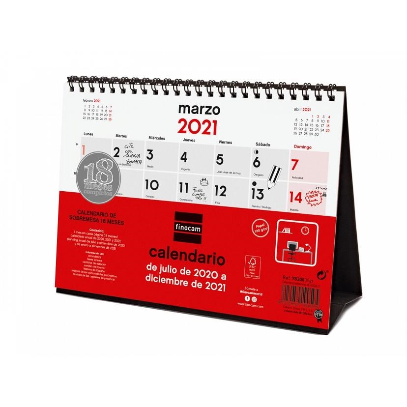 CALENDARIO SOBREMESA 18M 2020 2021  FINOCAM | 8422952199595 | Librería Castillón - Comprar libros online Aragón, Barbastro