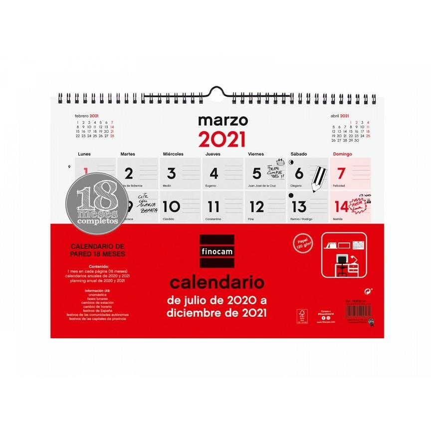 CALENDARIO PARED 18M 2020 2021  FINOCAM  | 8422952199571 | Librería Castillón - Comprar libros online Aragón, Barbastro