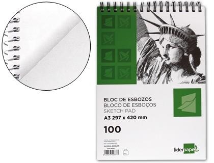 Bloc dibujo liderpapel esbozos espiral a3 297x420mm 100 hojas 90g/m2 sin recuadro | 8423473503380 | Librería Castillón - Comprar libros online Aragón, Barbastro