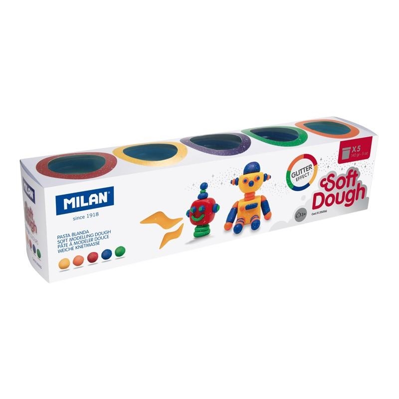 PASTA DE MODELAR BLANDA SOFT DOUGH GLITTER CAJA CON 5 COLORES (5X142GR) | 8411574086550 | Librería Castillón - Comprar libros online Aragón, Barbastro