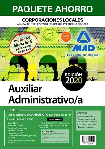 Paquete Ahorro Auxiliar Administrativo de Corporaciones Locales. Ahorra 62 € (in | 9788414235119 | VV. AA. | Librería Castillón - Comprar libros online Aragón, Barbastro