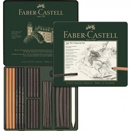 CAJA METALICA FABER CASTELL 24 PIEZAS PITT CHARCOAL | 4005401129783 | Librería Castillón - Comprar libros online Aragón, Barbastro