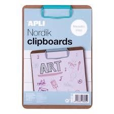 CLIPBOARD MADERA A5 CLIP AZUL NORDIK APLI 18605 | 8410782186052 | Librería Castillón - Comprar libros online Aragón, Barbastro