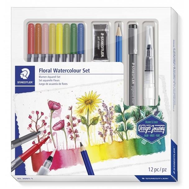 JUEGO ACUARELA FLORES STAEDTLER 6130011 (8 ROTULADORES PINCEL + COMPLEMENTOS) | 4007817076781 | Librería Castillón - Comprar libros online Aragón, Barbastro