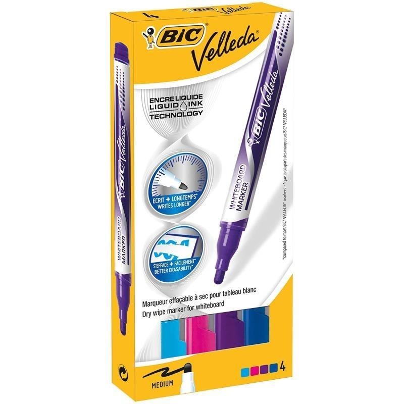 ROTULADOR VELLEDA TINTA LIQUIDA CAJA 4 COLORES SURTIDOS (AZUL, AZUL CLARO, LILA, FUCSIA) | 3086123384392 | Librería Castillón - Comprar libros online Aragón, Barbastro