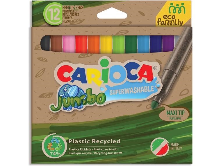 ROTULADORES CARIOCA JUMBO ECOFAMILY CAJA DE 12 COLORES | 8003511431013 | Librería Castillón - Comprar libros online Aragón, Barbastro