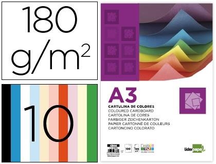 Cartulina liderpapel a3 180g/m2 10 colores surtidos paquete 100 hojas. | 8423473678828 | Librería Castillón - Comprar libros online Aragón, Barbastro