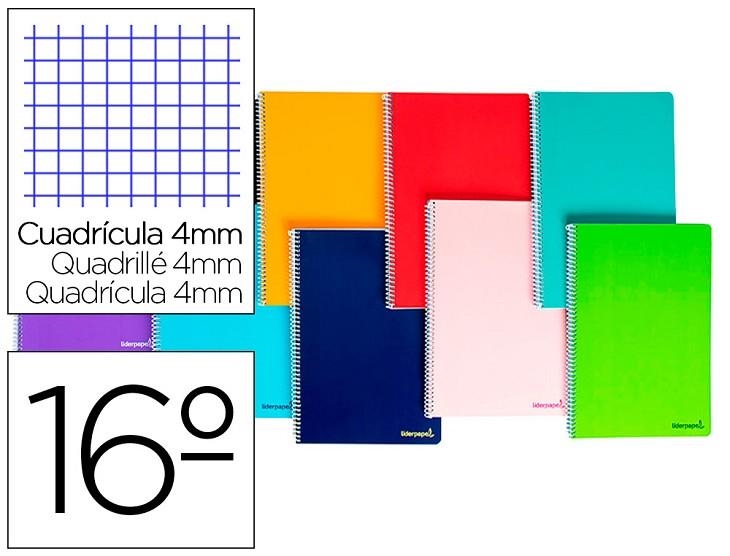 LIBRETA ESPIRAL LIDERPAPEL DIECISEAVO APAISADO SMART TAPA BLANDA 80H 60GR CUADRO 4mm | 8423473098640 | Librería Castillón - Comprar libros online Aragón, Barbastro