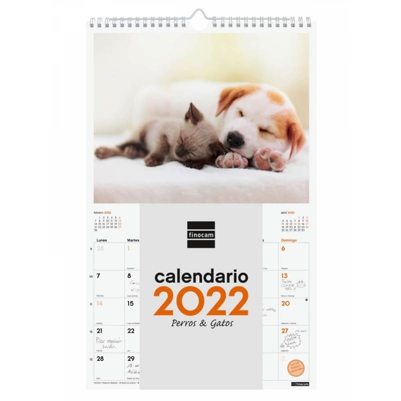 CALENDARIO 2022 PARED FINOCAM ESPIRAL 25 X 40 CM CON FOTO PERROS Y GATOS+ | 8422952324553 | Librería Castillón - Comprar libros online Aragón, Barbastro