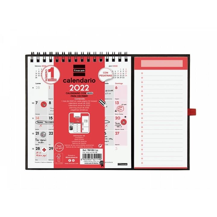 CALENDARIO 2022 PARED FINOCAM PARA ESCRIBIR CON IMAN XS 140X150MM NEUTRO | 8422952321149 | Librería Castillón - Comprar libros online Aragón, Barbastro