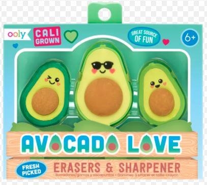 Juego de gomas y sacapuntas de aguacate Love | 810078036791 | Librería Castillón - Comprar libros online Aragón, Barbastro